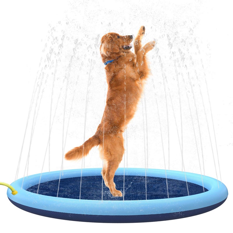 Flyboo Splash Sprinkler Pad for Dogs Kids,59â€™â€™ Thicken Dog Pool with Sprinkler,Pet Outdoor Play Water Mat Toys for Dogs Cats and Kiddie - Image 1